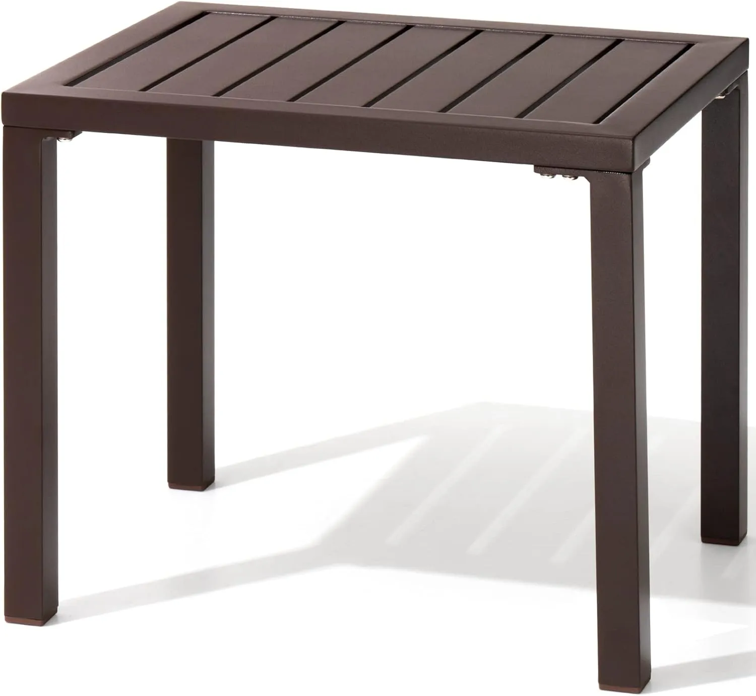 Crestlive Products Outdoor Side Table,Aluminum Rectangular Side/End Table, Small Patio Coffee Bistro Table for Outdoor Indoor (Brown)