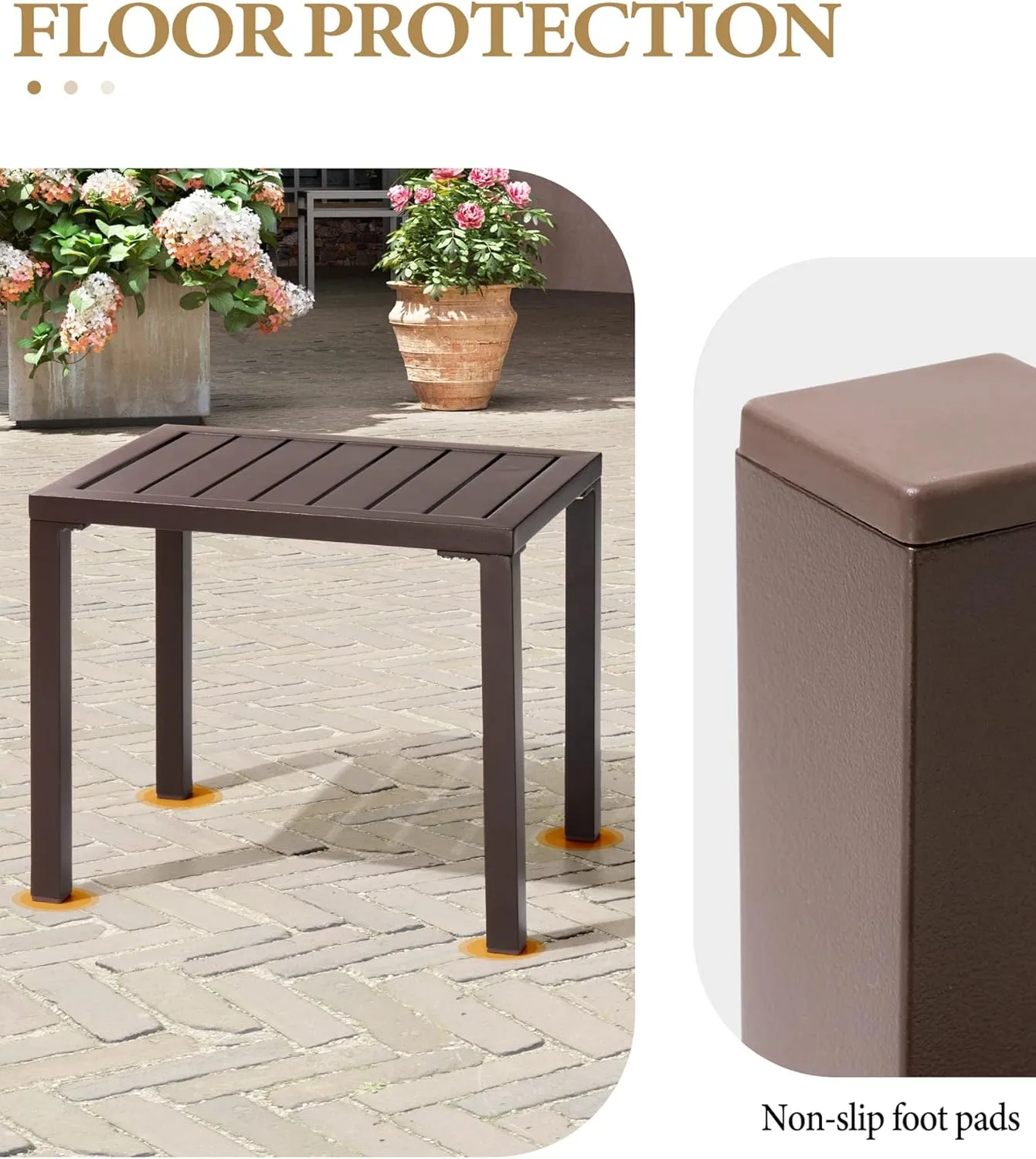 Crestlive Products Outdoor Side Table,Aluminum Rectangular Side/End Table, Small Patio Coffee Bistro Table for Outdoor Indoor (Brown)