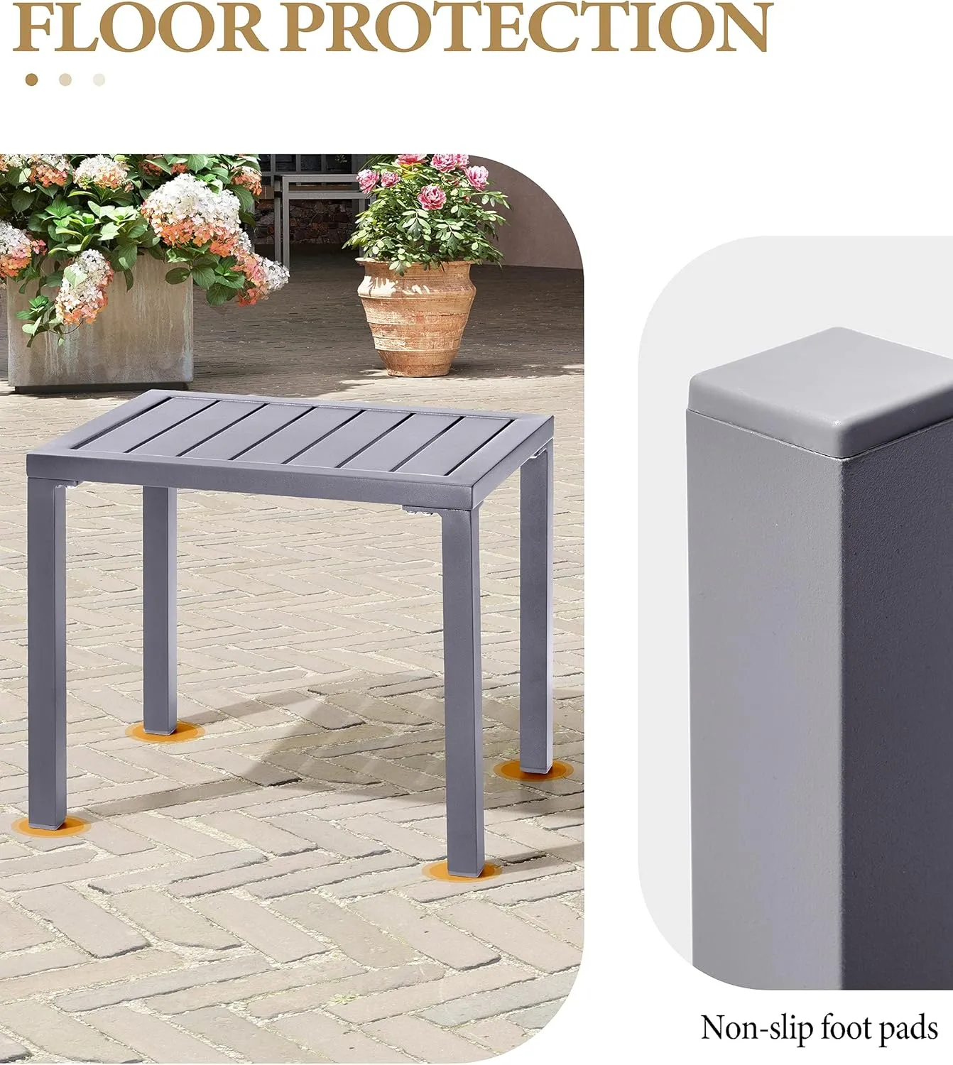 Crestlive Products Outdoor Side Table,Aluminum Rectangular Side/End Table, Small Patio Coffee Bistro Table for Outdoor Indoor