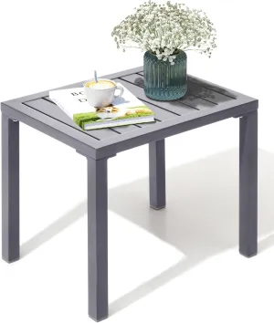 Crestlive Products Outdoor Side Table,Aluminum Rectangular Side/End Table, Small Patio Coffee Bistro Table for Outdoor Indoor