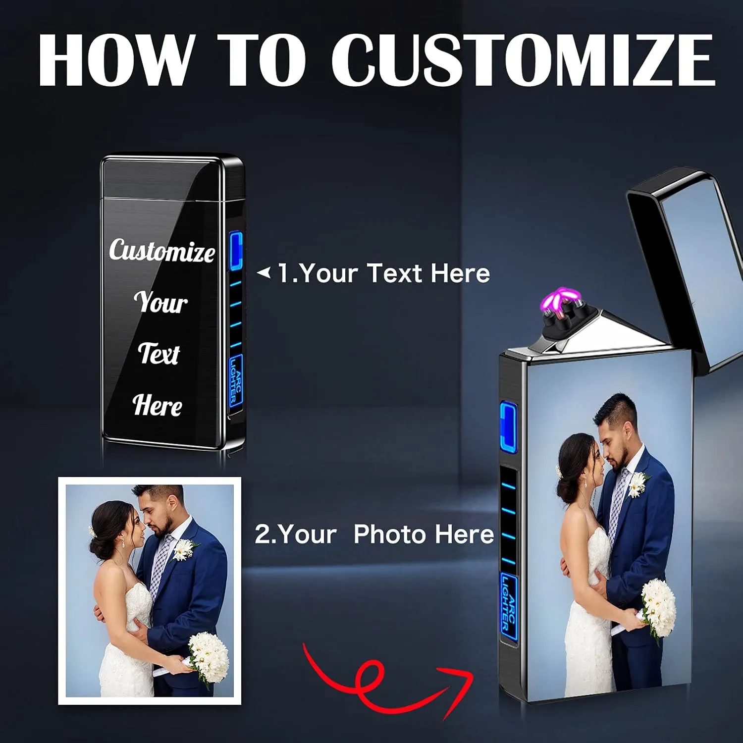 Custom Lighters with Pictures Personalized Photo Electric Lighter Rechargeable for Men