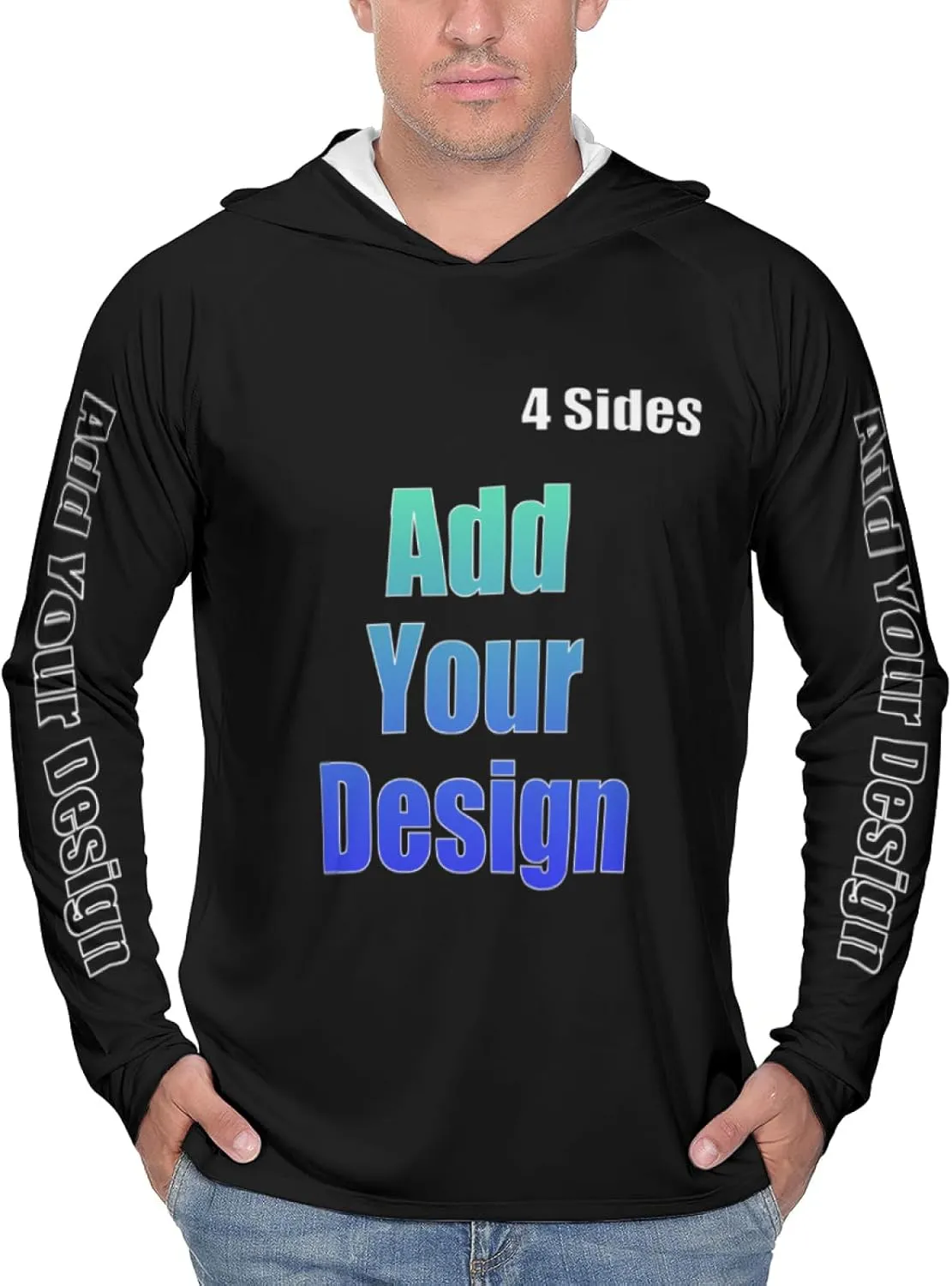 Custom Men's Sun Protection Hoodie Outdoor - Personalized UPF 50  Long Sleeve Shirt for Hiking, Fishing, Swimming