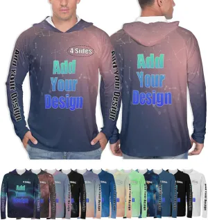 Custom Men's Sun Protection Hoodie Outdoor - Personalized UPF 50  Long Sleeve Shirt for Hiking, Fishing, Swimming