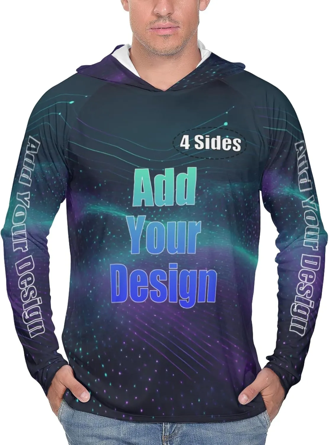 Custom Men's Sun Protection Hoodie Outdoor - Personalized UPF 50  Long Sleeve Shirt for Hiking, Fishing, Swimming