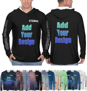Custom Men's Sun Protection Hoodie Outdoor - Personalized UPF 50  Long Sleeve Shirt for Hiking, Fishing, Swimming