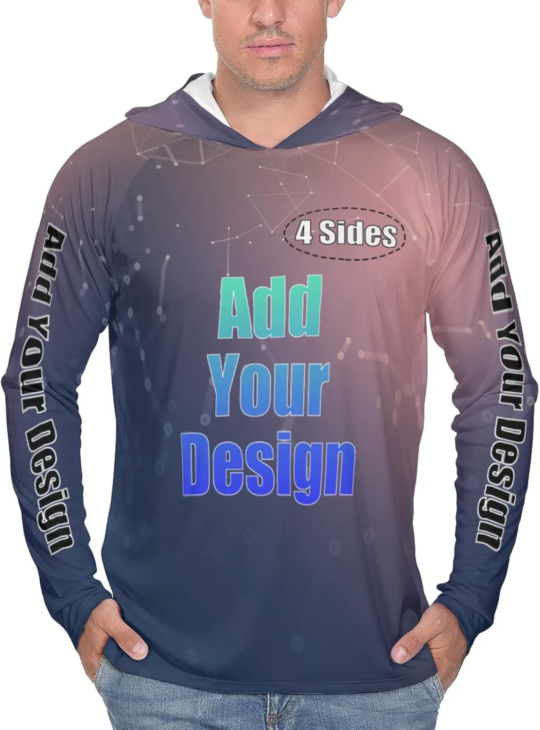 Custom Men's Sun Protection Hoodie Outdoor - Personalized UPF 50  Long Sleeve Shirt for Hiking, Fishing, Swimming