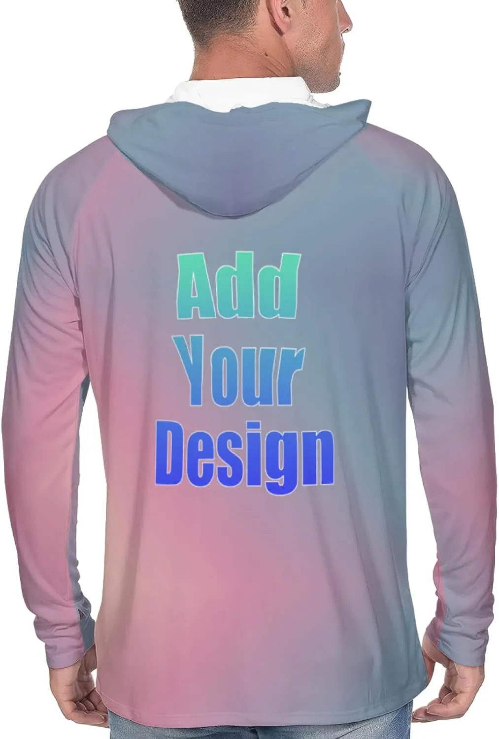 Custom Men's Sun Protection Hoodie Outdoor - Personalized UPF 50  Long Sleeve Shirt for Hiking, Fishing, Swimming