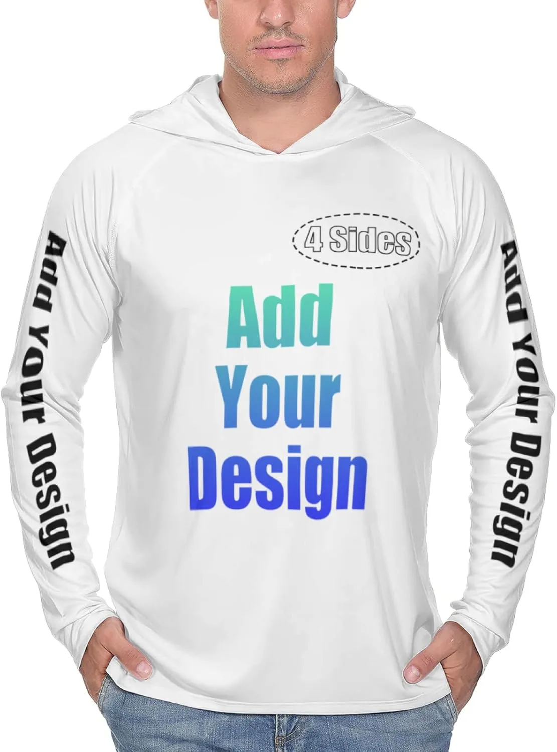 Custom Men's Sun Protection Hoodie Outdoor - Personalized UPF 50  Long Sleeve Shirt for Hiking, Fishing, Swimming