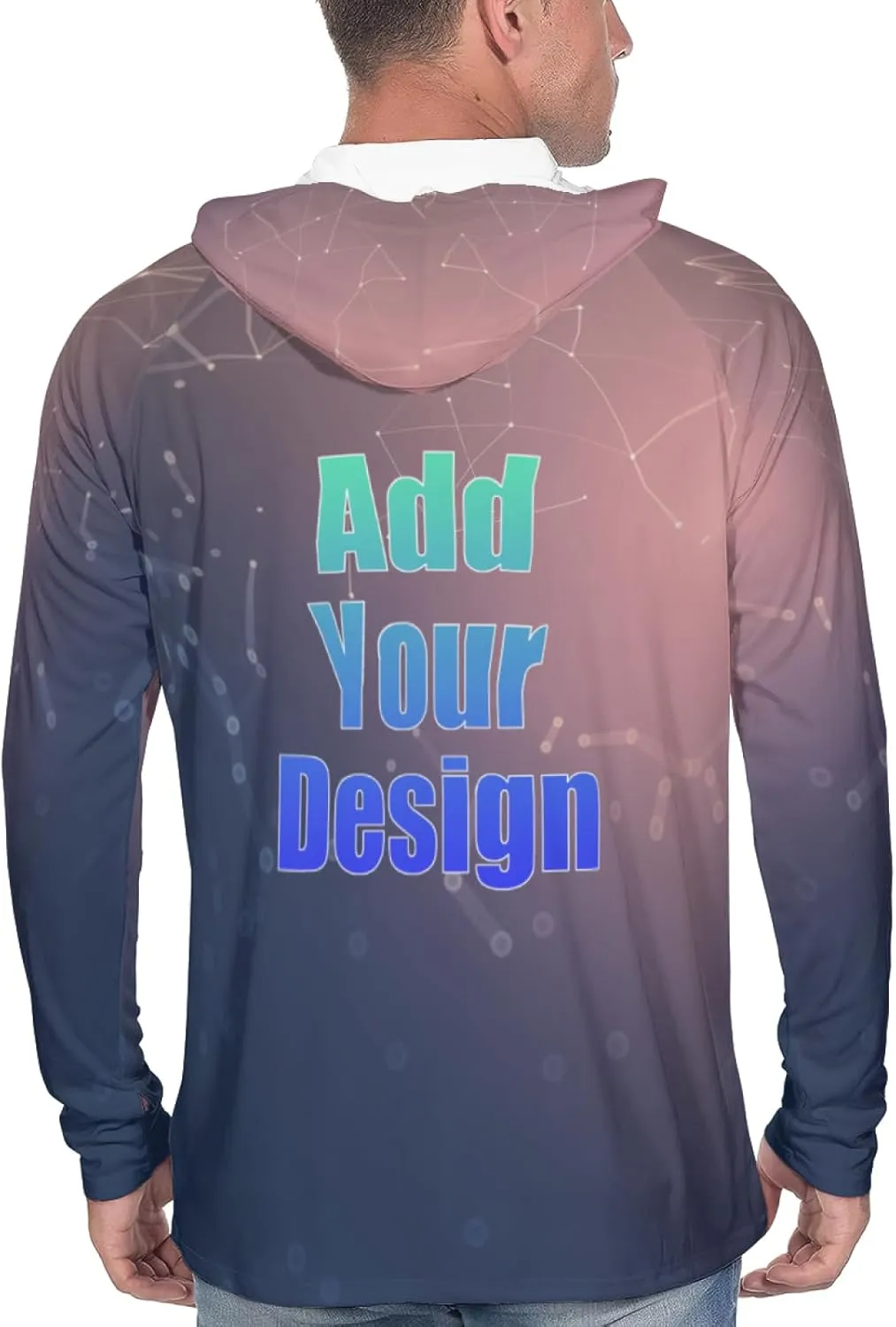 Custom Men's Sun Protection Hoodie Outdoor - Personalized UPF 50  Long Sleeve Shirt for Hiking, Fishing, Swimming
