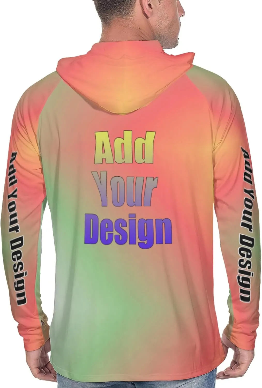 Custom Men's Sun Protection Hoodie - Personalized UPF 50  Outdoor Long Sleeve Shirt for Hiking, Fishing & Swimming