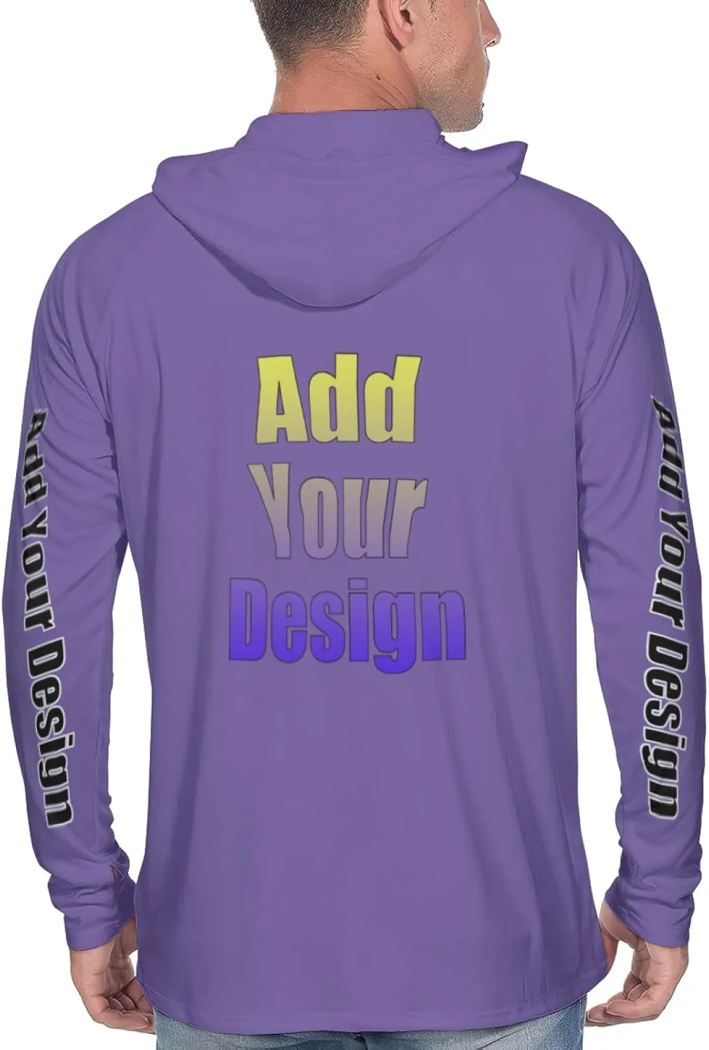 Custom Men's Sun Protection Hoodie - Personalized UPF 50  Outdoor Long Sleeve Shirt for Hiking, Fishing & Swimming