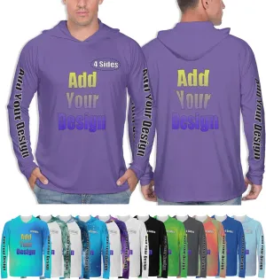 Custom Men's Sun Protection Hoodie - Personalized UPF 50  Outdoor Long Sleeve Shirt for Hiking, Fishing & Swimming