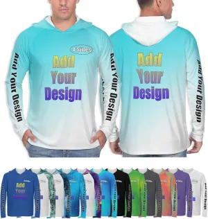 Custom Men's Sun Protection Hoodie - Personalized UPF 50  Outdoor Long Sleeve Shirt for Hiking, Fishing & Swimming