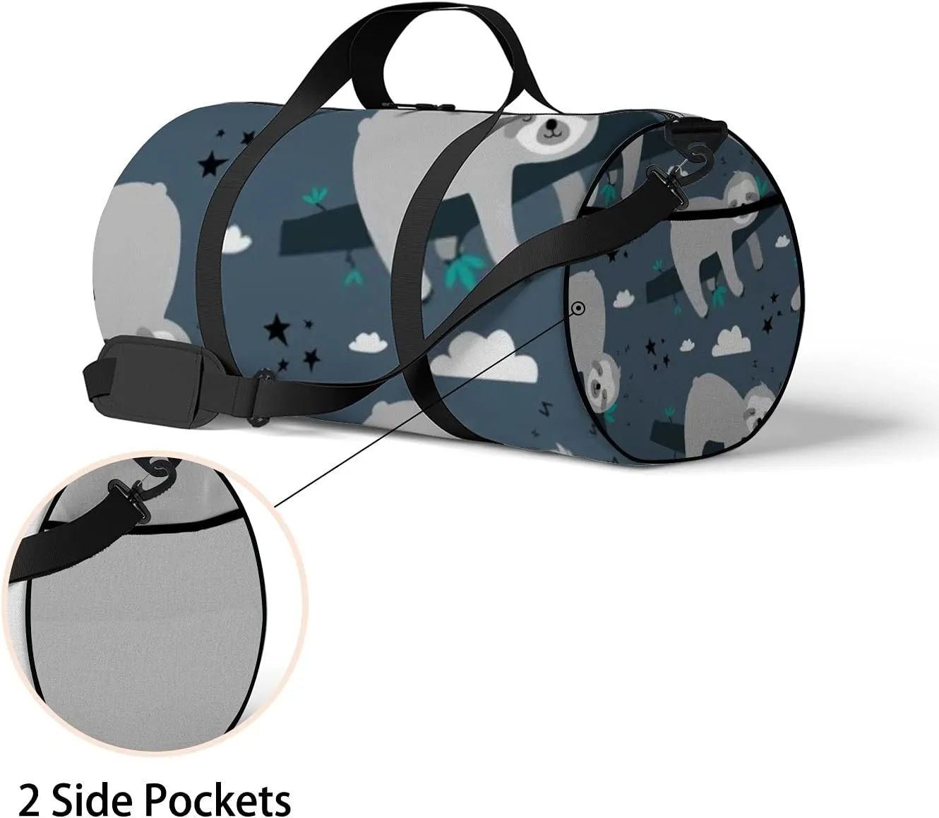 Cute Cartoon Kawaii Animals Sloth Sports Bag Tote Bag Waterproof Gym Bag with Shoulder Strap Zipper 2 Side Pockets for Men and Women, Travel and Storage Shoulder Bag.