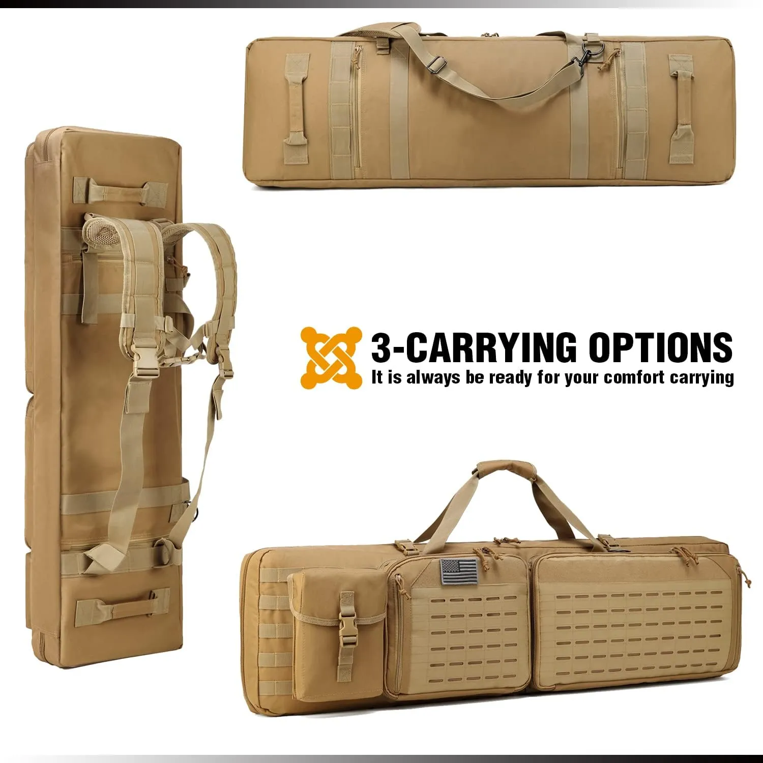 DBTAC Urban Classic Tactical Double Long Gun Bag Soft Rifle Case Pistol Transportation Case w/Backpack Strap for Range Shooting Outdoor Hunting | 32" 36" 42" 48"