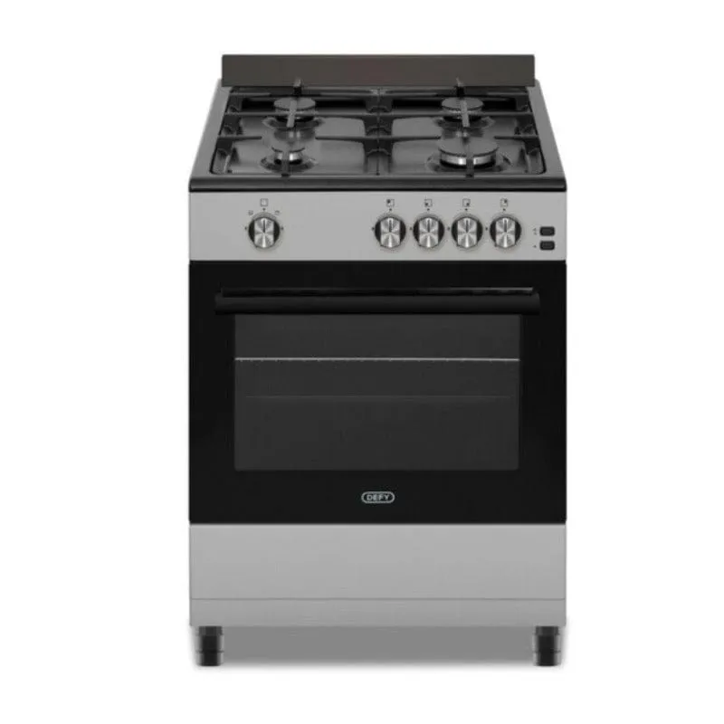 Defy 60cm Silver Black 4 Burners Gas Stove DGS601