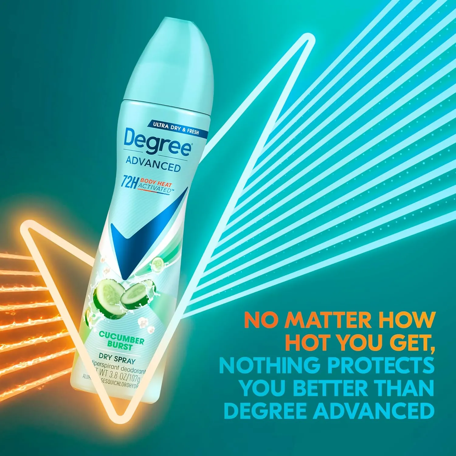 Degree Antiperspirant Deodorant Cucumber Burst 3 count Dry Spray 72-Hour Sweat & Odor Protection Deodorant Spray For Women With Body Heat Activated Technology​ 3.8 oz