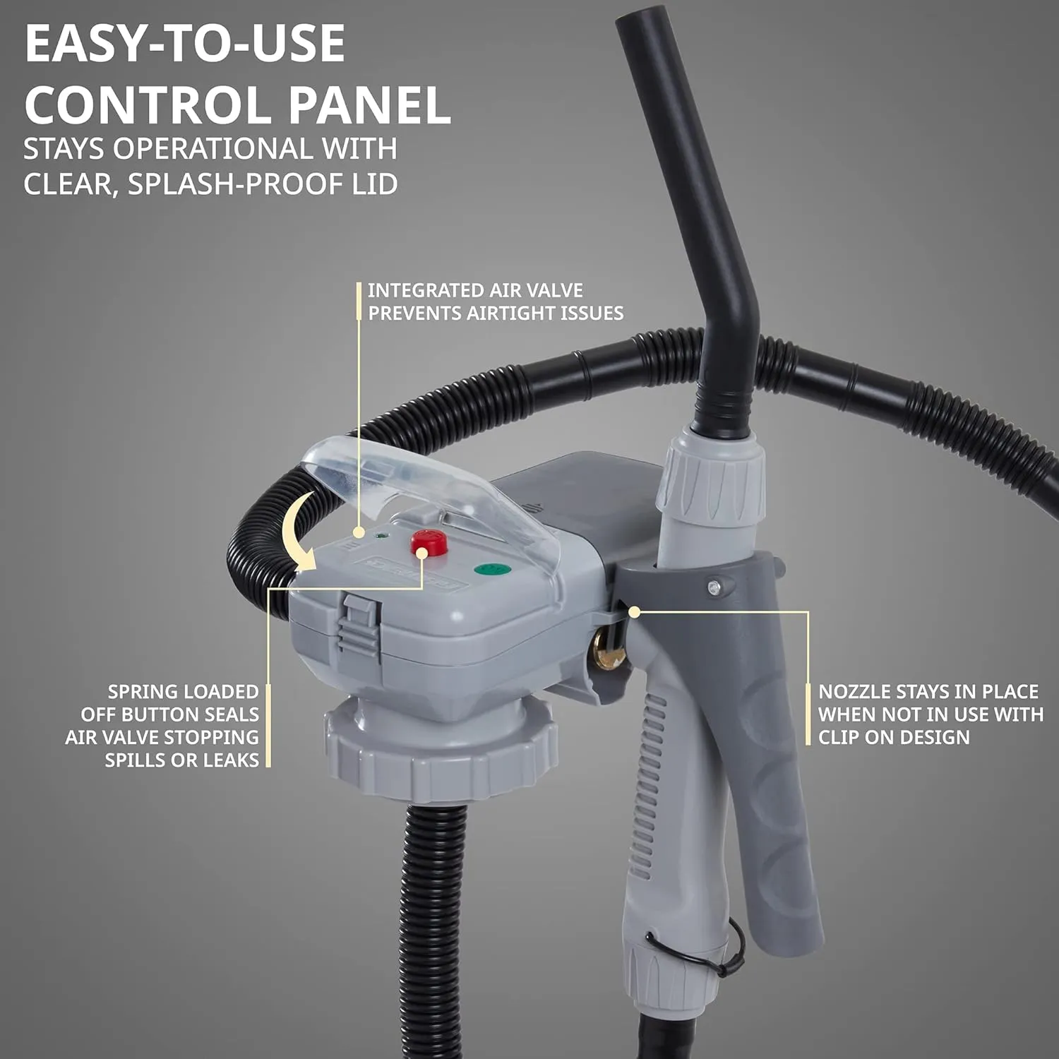 Deway Automatic Fuel Transfer Pump with Nozzle for Flow Control & Stop, Fits All Size Gas Cans, Extra Long Hose, for Gasoline, Diesel Fuel & More