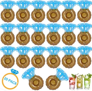 Diamond Ring Drink Float 20 Pack Inflatable Ring Drink Holders Bachelorette Pool Drink Floats