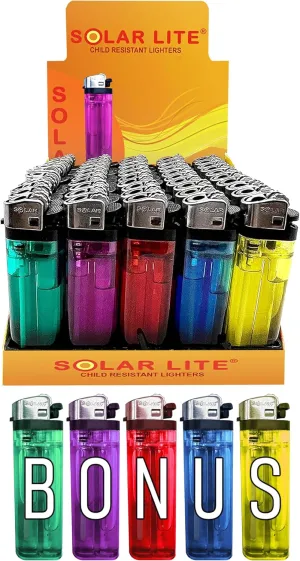 Disposable Lighters (Pack of 50) | Solar Lite - Bonus 5 PK Included