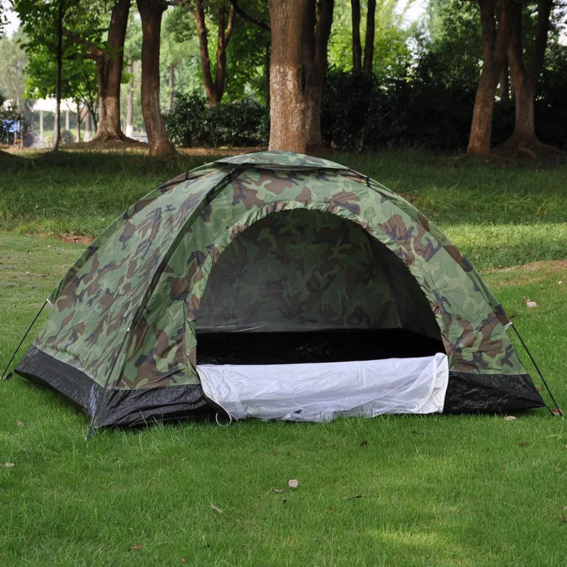 Double Camouflage Outdoor Camping Tent with Breathable Mesh Skylight and Waterproof Coating for 2 People