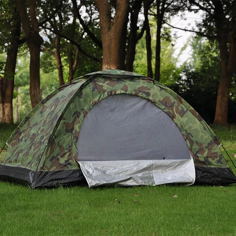 Double Camouflage Outdoor Camping Tent with Breathable Mesh Skylight and Waterproof Coating for 2 People