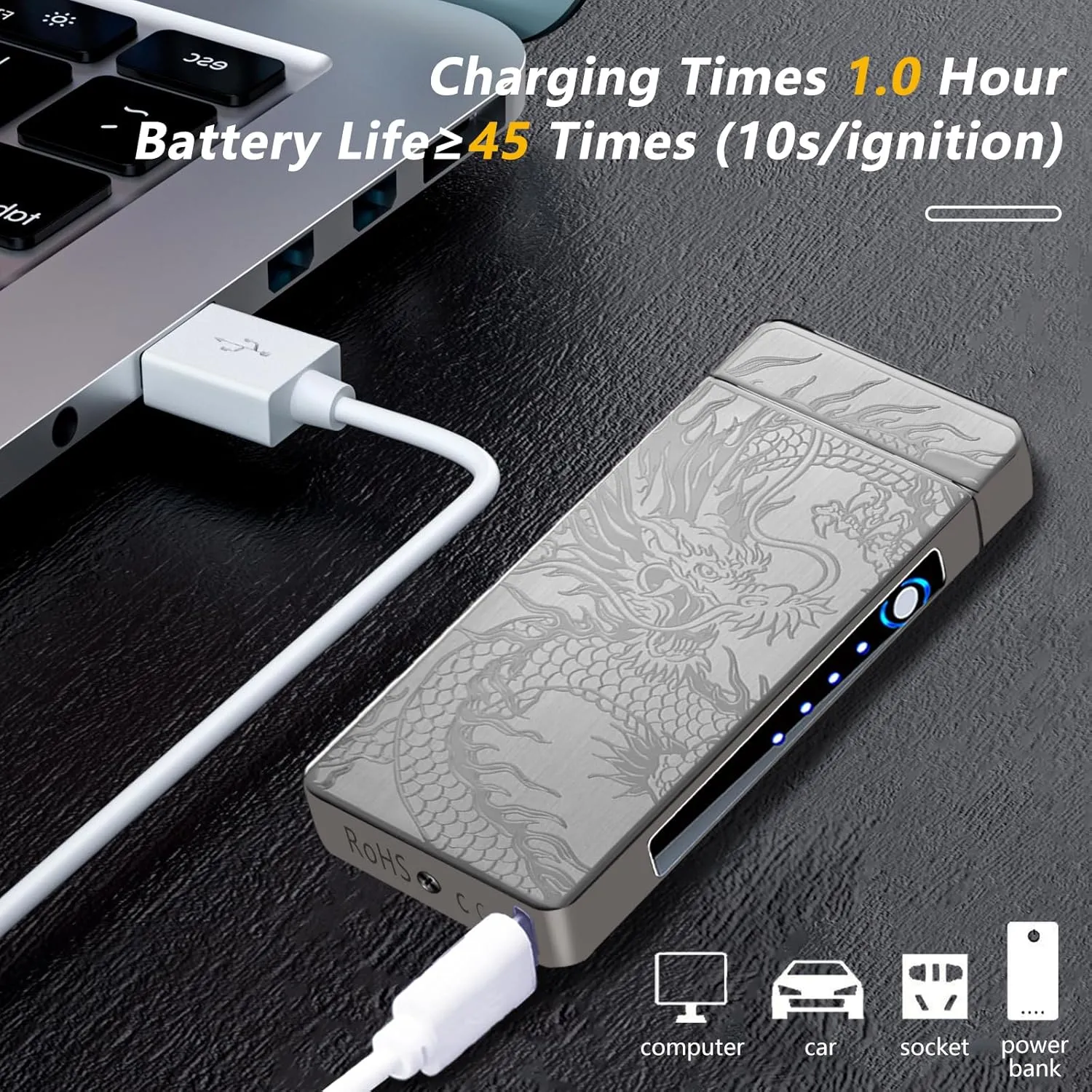 Dragon Lighter Electric Lighters Rechargeable Windproof Flameless Plasma Arc Lighter Luxury Metal Cool Lighters,lighters for Candle,Incense Stick