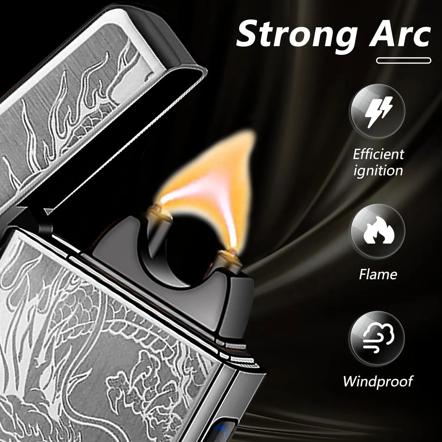 Dragon Lighter Electric Lighters Rechargeable Windproof Flameless Plasma Arc Lighter Luxury Metal Cool Lighters,lighters for Candle,Incense Stick