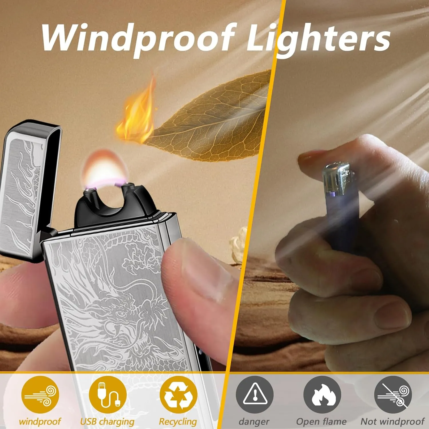 Dragon Lighter Electric Lighters Rechargeable Windproof Flameless Plasma Arc Lighter Luxury Metal Cool Lighters,lighters for Candle,Incense Stick