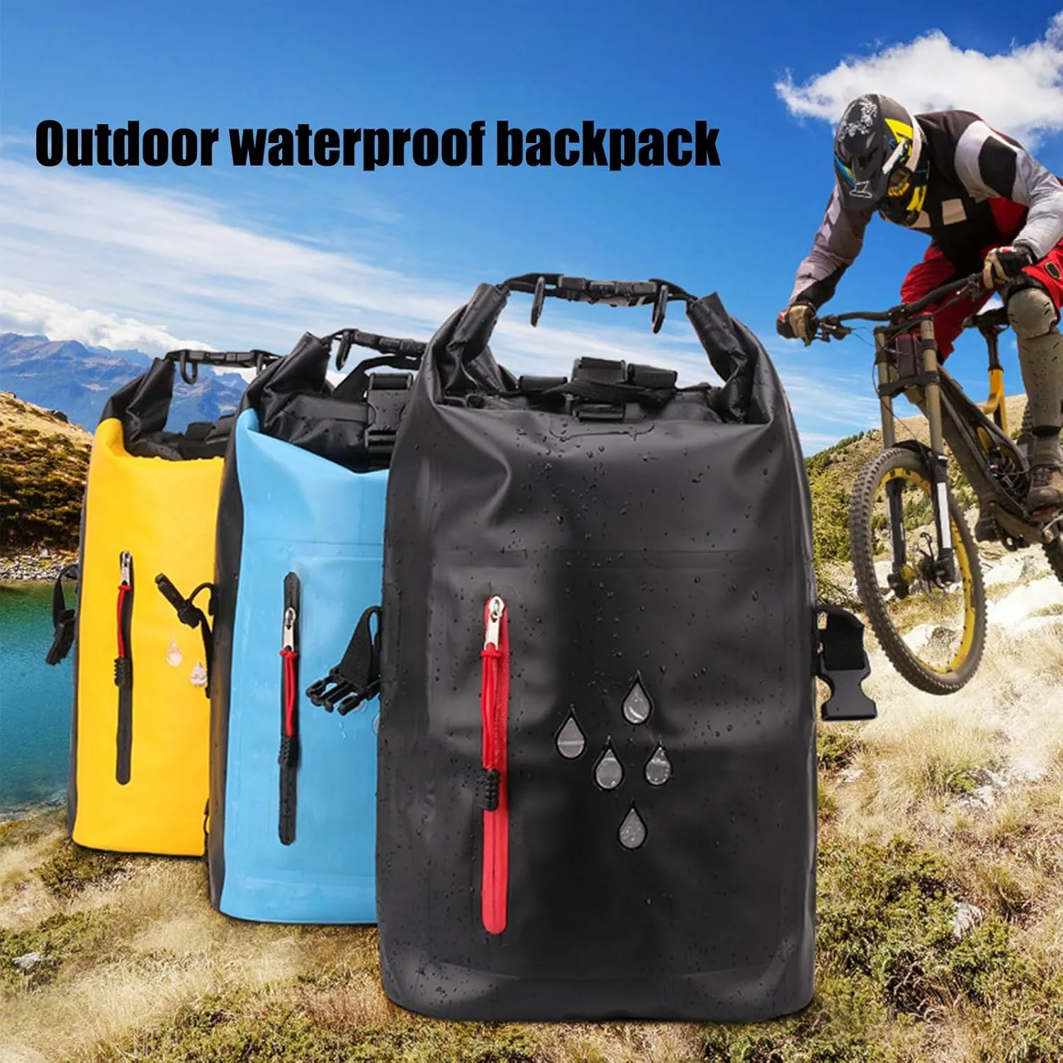Dry Bags Waterproof Backpack for Women Men, 25L Roll Top Floating Bag for Kayaking, Hiking, Fishing, Camping, Beach (Blue)