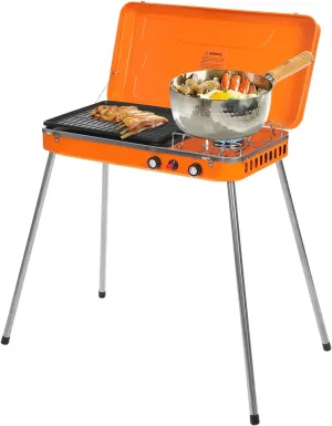 Dual-Burner Camping Stove with 11,720 BTU | Portable Grill Cooker for 3-7 People | Cold-Rolled Steel Outdoor BBQ Stove with Anti-Slip Legs (22.83x11.42in)