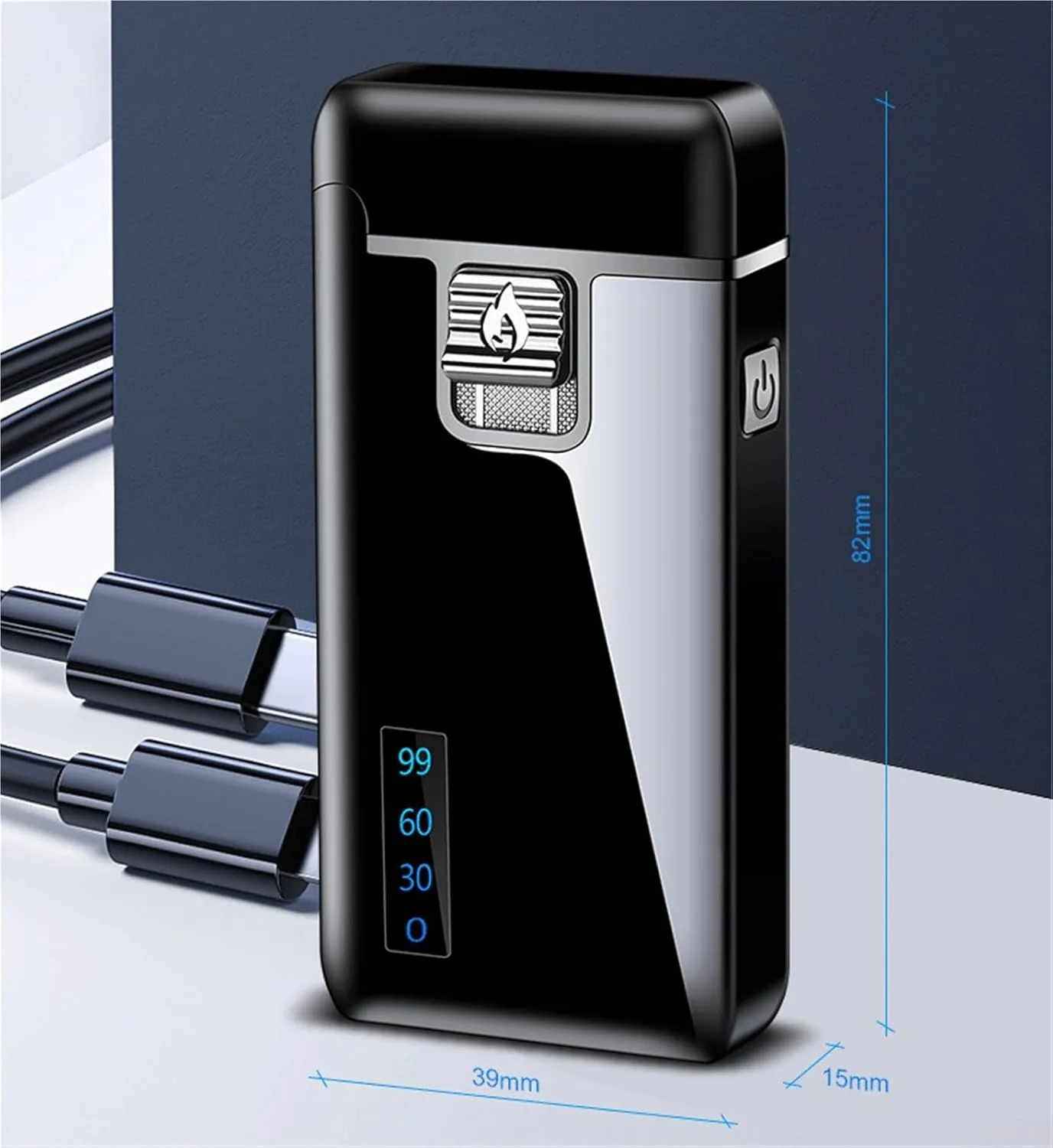 Dual Flame Gas Lighter, Flame Adjustment, Fuel Filling, Two Ignition Methods, Windproof Multifunctional Lighter, Suitable for Indoor and Outdoor use (Fuel not Included)(Black)