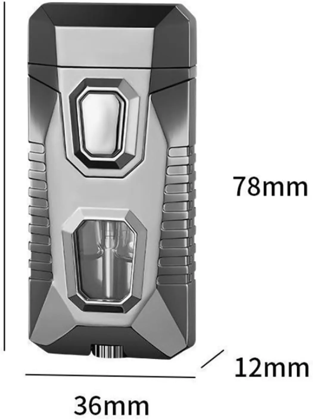 Dual Flame Lighter with 5 flints, Blue Visible Fuel Compartment, Windproof Butane Gas Lighter, Adjustable Soft Flame and Jet Flame 2-in-1, refillable Butane Lighter (Color : K)