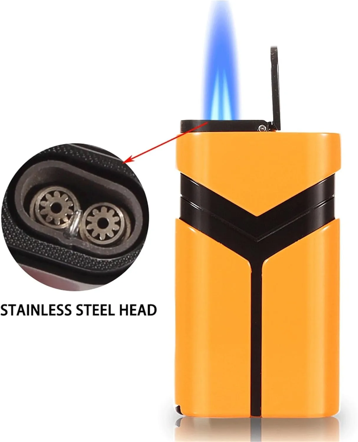 Dual Jet Torch Lighter, Transparent Oil Window, Hole Punch, Windproof Gas Lighter, can be Used Indoors and Outdoors (Fuel not Included)(Black)