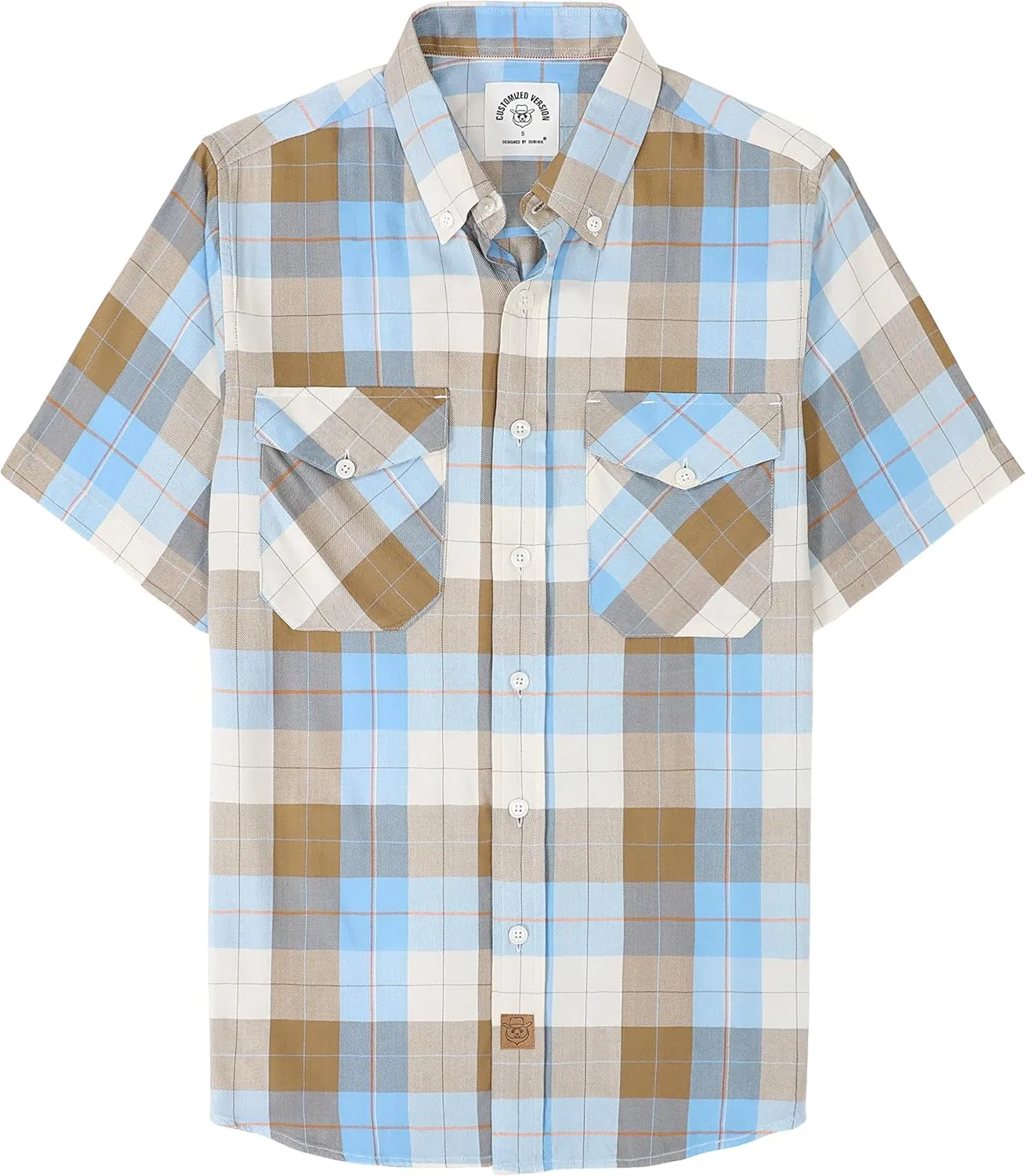 Dubinik® Mens Short Sleeve Button Down Mens Button Up Short Sleeve Two Pockets Soft Vintage Regular Fit Mens Casual Shirts