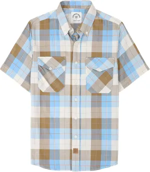 Dubinik® Mens Short Sleeve Button Down Mens Button Up Short Sleeve Two Pockets Soft Vintage Regular Fit Mens Casual Shirts
