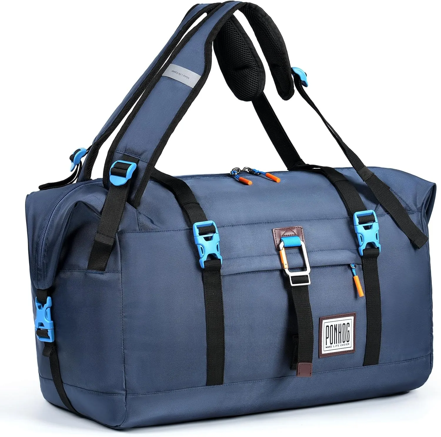 Duffle Bag for Travel - Gym Duffle Bag with Trolley Sleeve, 40L Carry on Weekender Bags for Men women, Personal Item Travel Bag for Sports Fitness Workout, Blue
