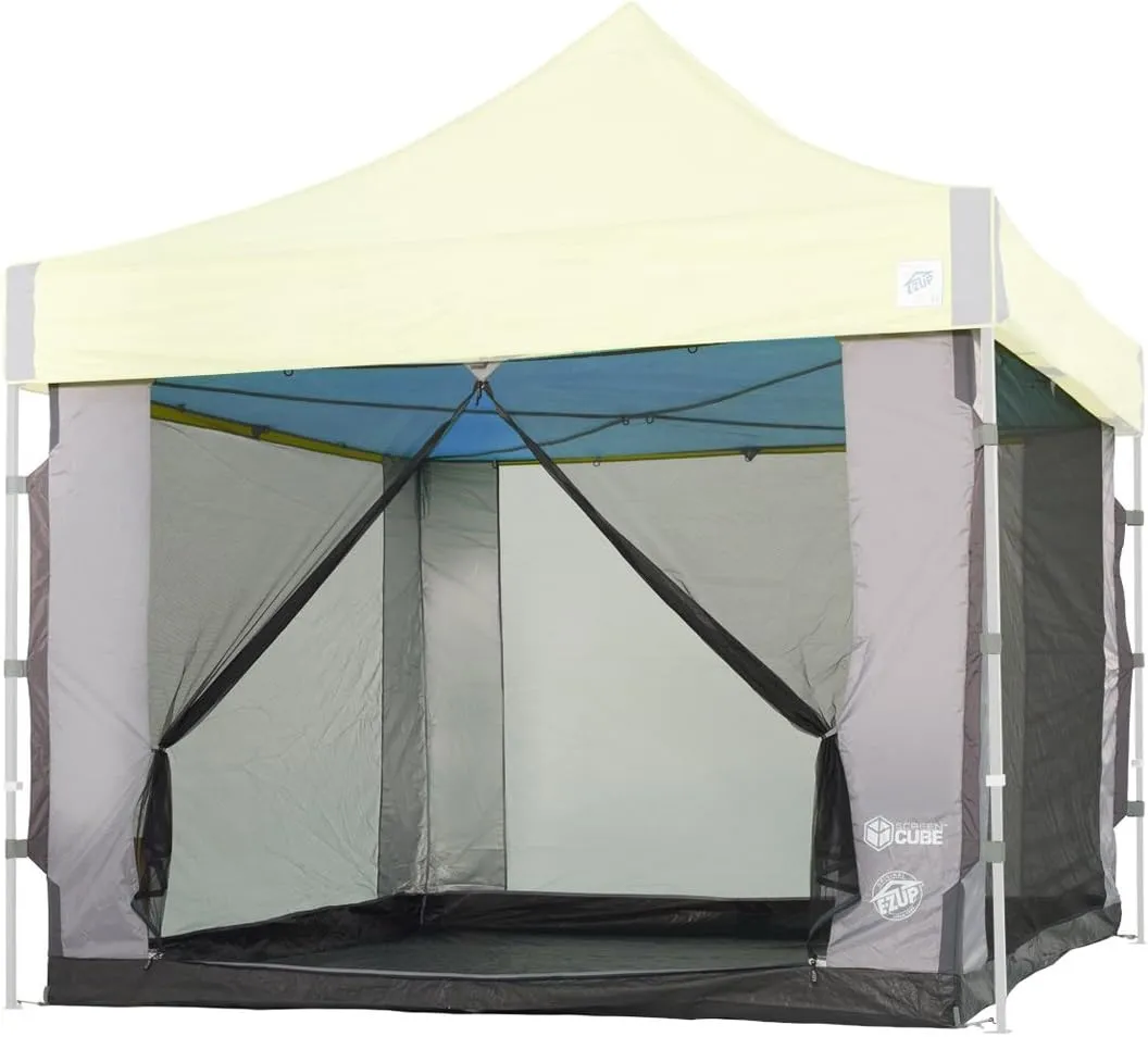 E-Z UP Cube Mesh Canopy Screen Room, Fits 10' x 10' Straight Leg Shelters Eclipse, Enterprise, Pyramid, Vantage Canopies (Shelter NOT Included, Must Purchase Seperately)
