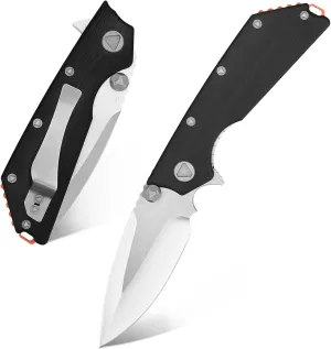 Eafengrow EF335 Folding Knives D2 Blade and G10 Handle,5 inch Closed EDC Pocket Folding Knife with Clip (black)