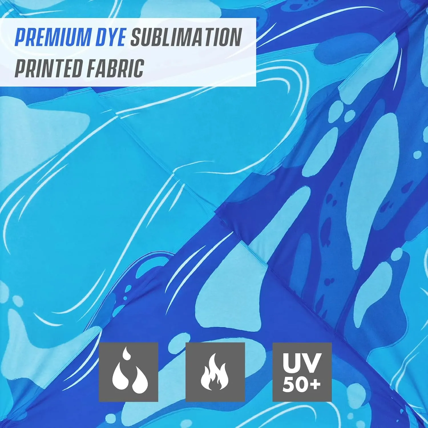 EAGLE PEAK 8x8 Pop Up Canopy Tent with Sidewall, Compact, Portable Slant Leg Instant Sun Shelter for Beach, Sports, & Camping, 8x8 Base 6x6 Top, Blue Abstract