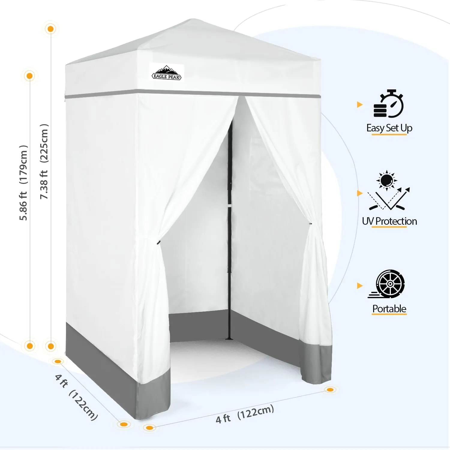 EAGLE PEAK Flex Ultra Compact 4x4 Pop-up Canopy, Sun Shelter, Changing Room, Portable Privacy Canopy Cabana for Pool, Fashion Photoshoots, or Camping, 4x4 ft, White