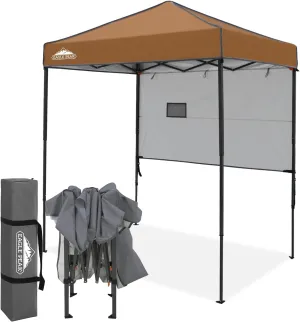 EAGLE PEAK Instant Pop Up Canopy with Adjustable Sun Wall 6x4, Straight Lightweight Compact Portable Tent with Carry Bag, Khaki