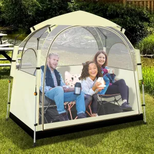 Eapele All Weather Shelter - Sports Tent with Detachable Top Cover and Sealed Floor for 1-2 People - Windproof and Rainproof Bubble Tent - 540° View and Mesh Windows
