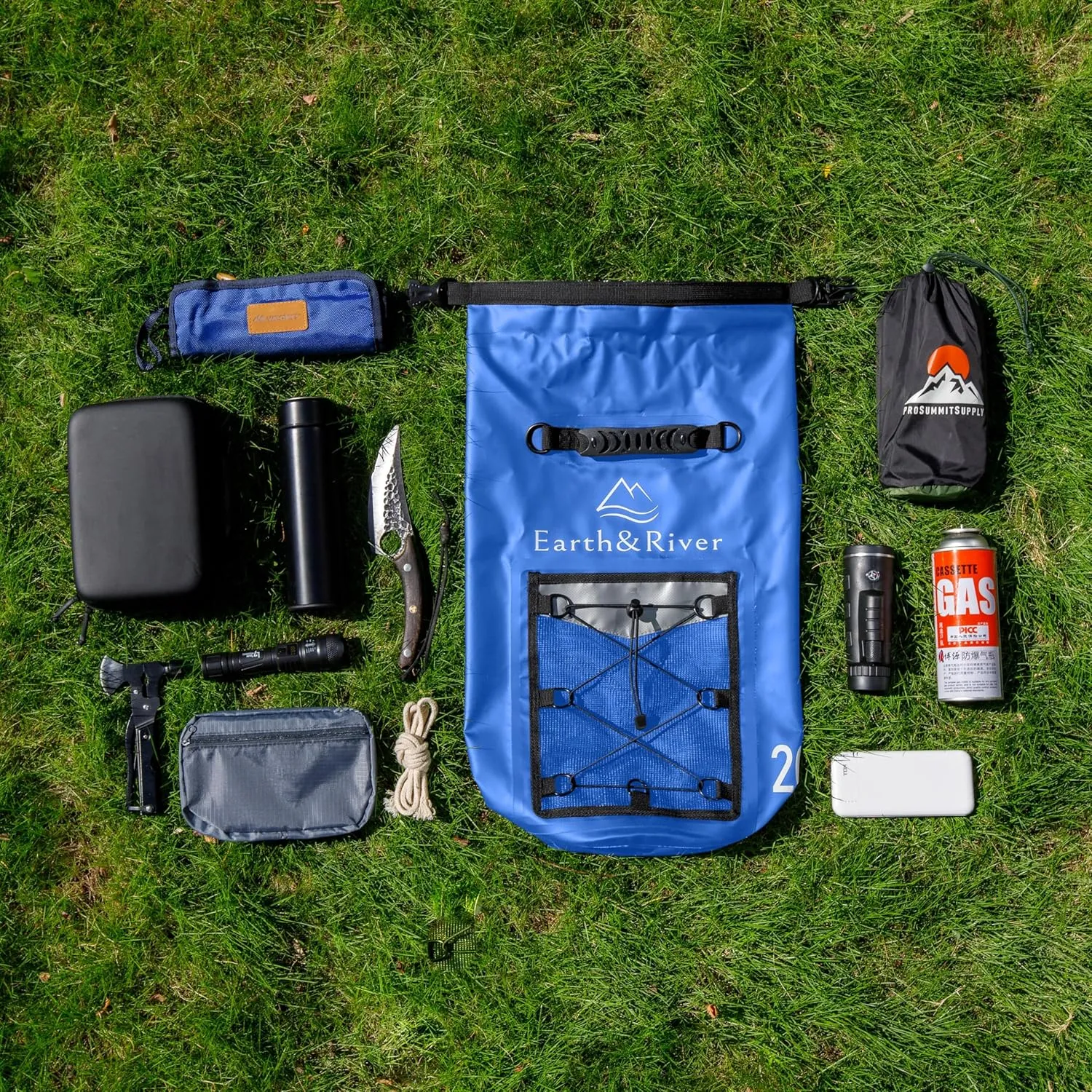 EARTH&RIVER Premium Dry Bag Backpack, Extra Thick, Protection for All Water Activities & Camping, Floating Lightweight Dry Bag with Inside Pocket Storage & IPX8 Waterproof Phone Case (Nevy Blue, 20L)
