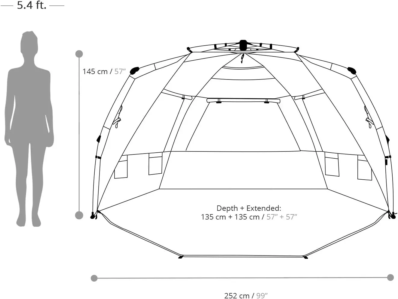 Easthills Outdoors Instant Shader Enhanced (Prints) Deluxe XL Beach Tent 4-6 Person Popup Sun Shelter 99" Wide for Family UPF 50  Double Silver Coated with Extended Zippered Porch Palm Tree Leaves