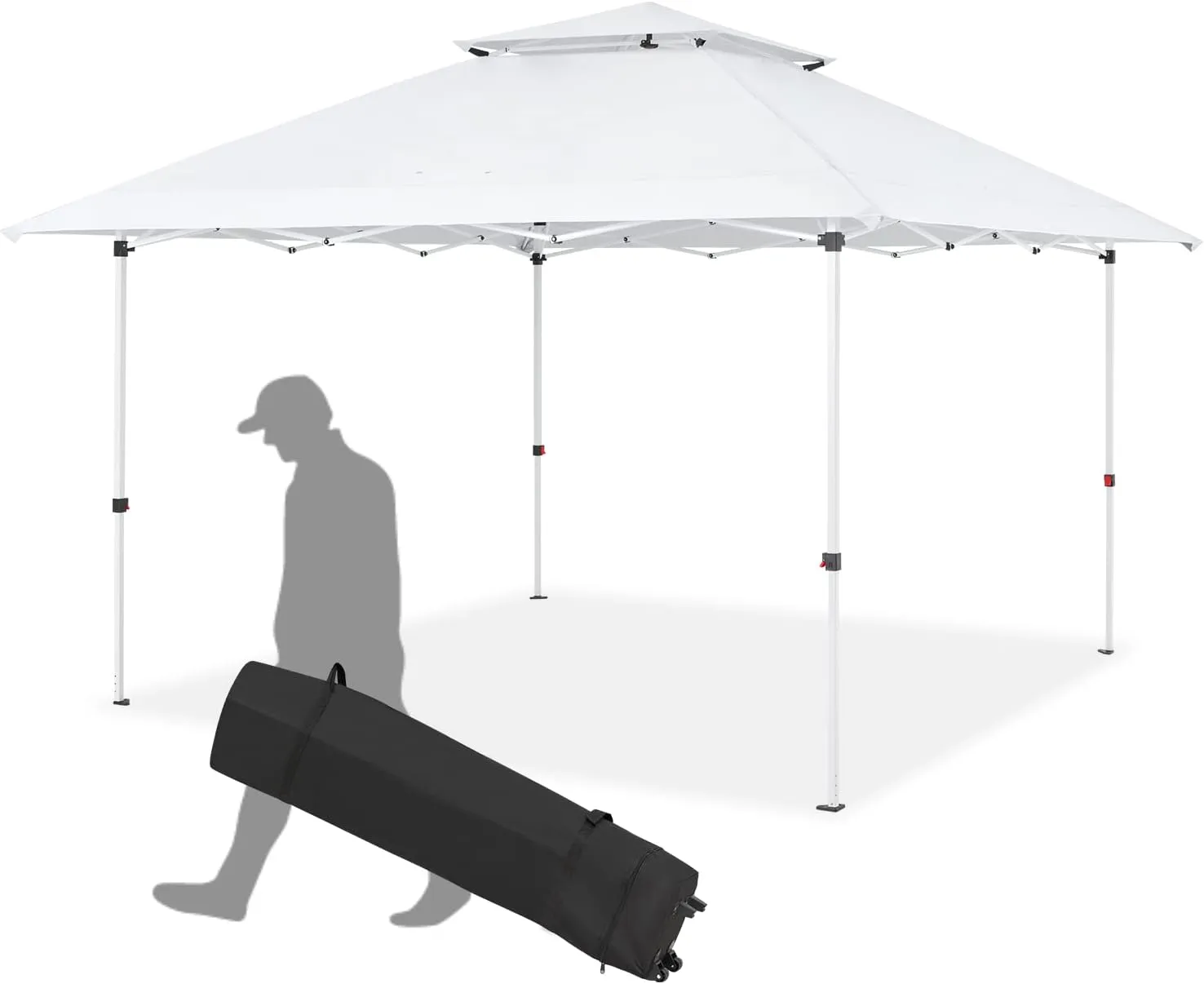 ECOTOUGE Pop Up Gazebo with Double Roofs, 12x12 Canopy Tent Instant Shelter Patio Party Tent, Carrying Roller Bag Waterproof and UV Resistant for Outdoor Garden, Grill and Backyard, White