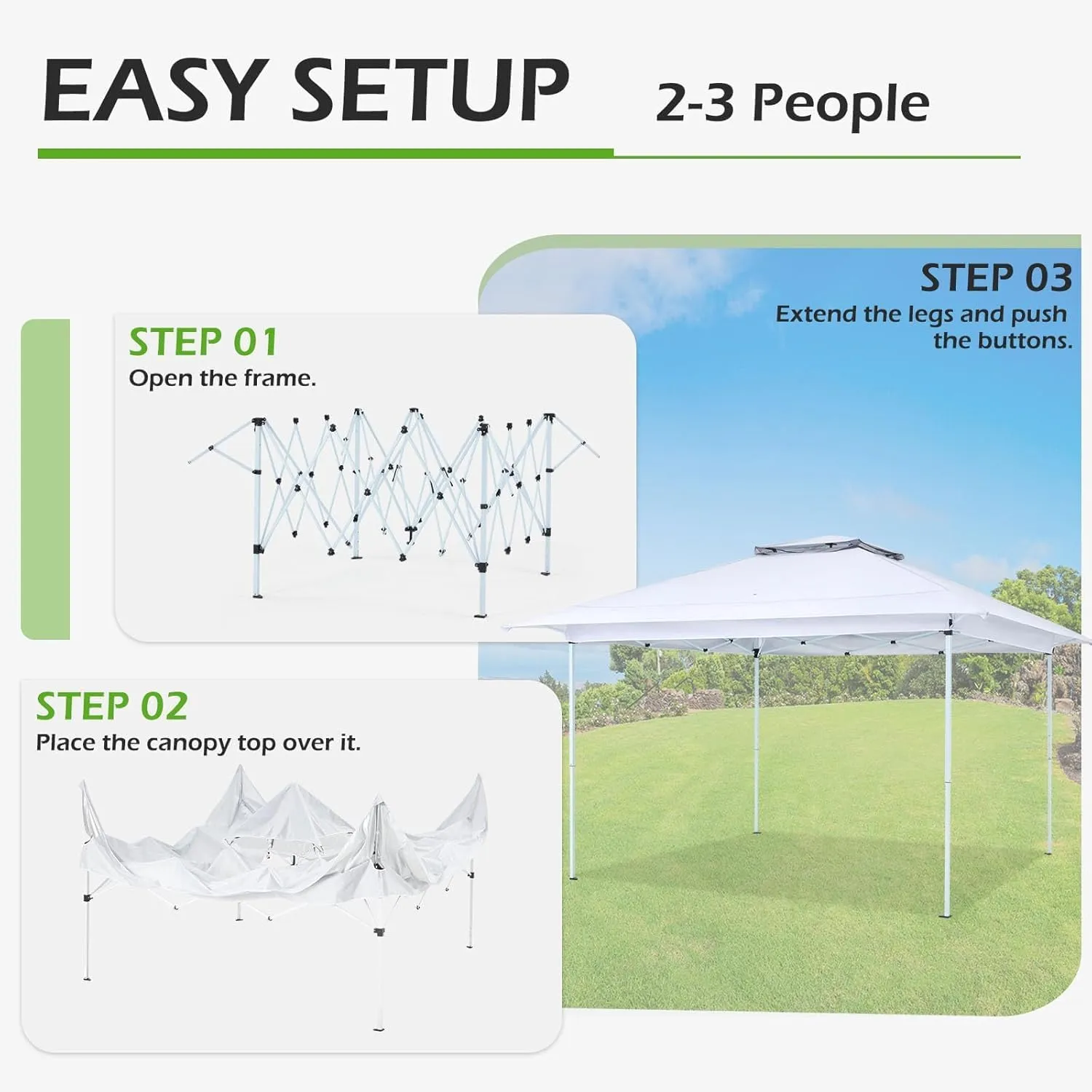 ECOTOUGE Pop Up Gazebo with Double Roofs, 12x12 Canopy Tent Instant Shelter Patio Party Tent, Carrying Roller Bag Waterproof and UV Resistant for Outdoor Garden, Grill and Backyard, White
