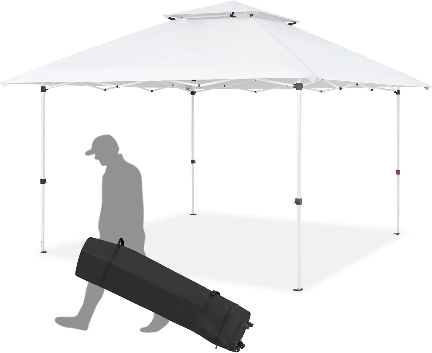 ECOTOUGE Pop Up Gazebo with Double Roofs, 12x12 Canopy Tent Instant Shelter Patio Party Tent, Carrying Roller Bag Waterproof and UV Resistant for Outdoor Garden, Grill and Backyard, White