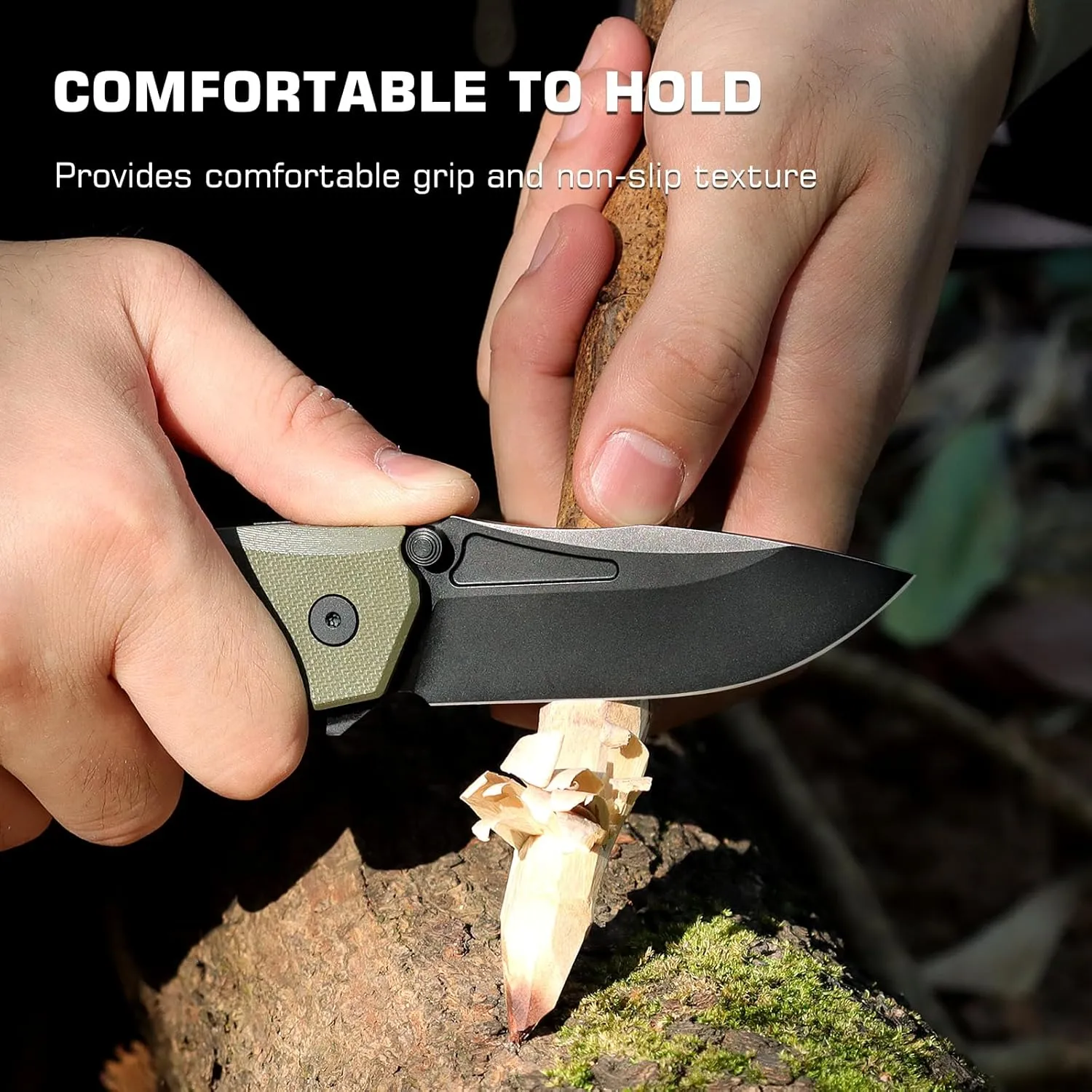 EDC Pocket Knife Rhino 0210,3" D2 Steel Blade Durable G10 Handle, Folding Pocket Knives with Reversible Pocket Clip, Sharp Camping Hiking Pocket Knife for Men