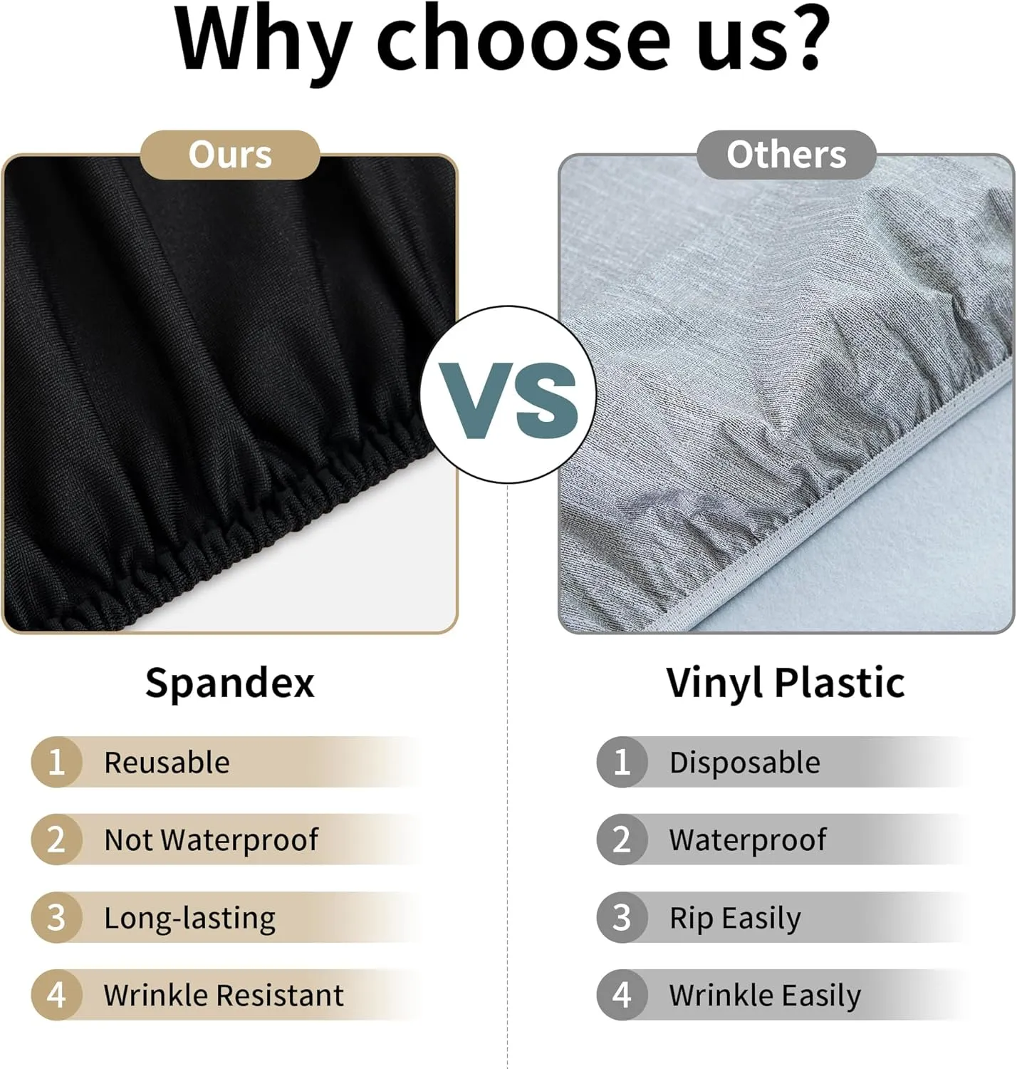 eeivs 2 Pack Round Fitted Tablecloth Black Spandex Elastic Stretchable Table Cover for Kitchen Dining Indoor Outdoor Picnic Camping Table Topper 60 Inch